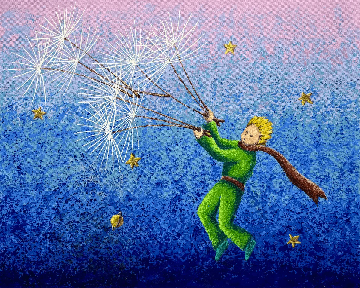 Pintura Original "Los Viajes del Principito" 55x45cms
