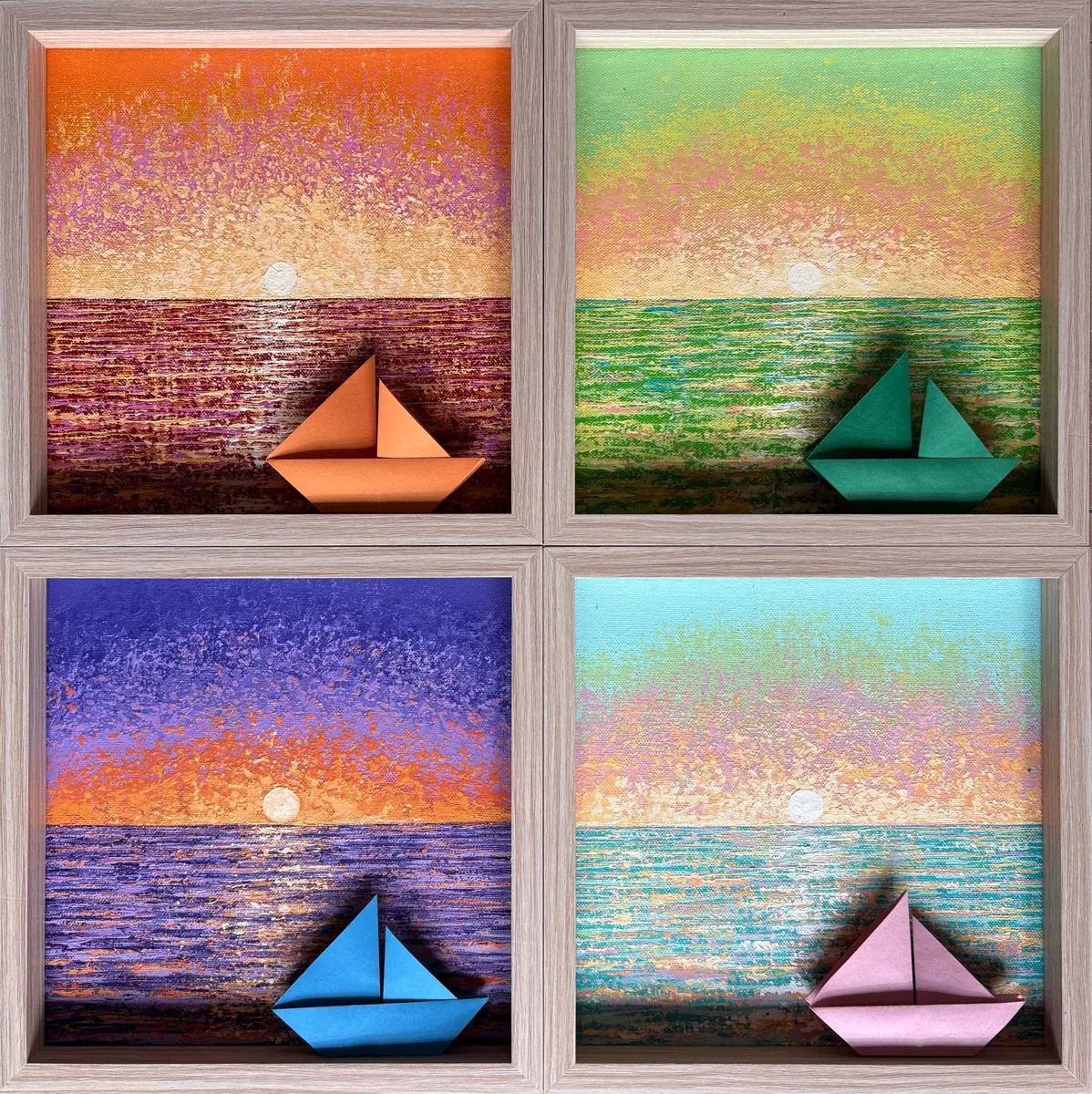 Set de Pinturas de Atardeceres "6pm" - Origami (50x50cms) - ILafiU