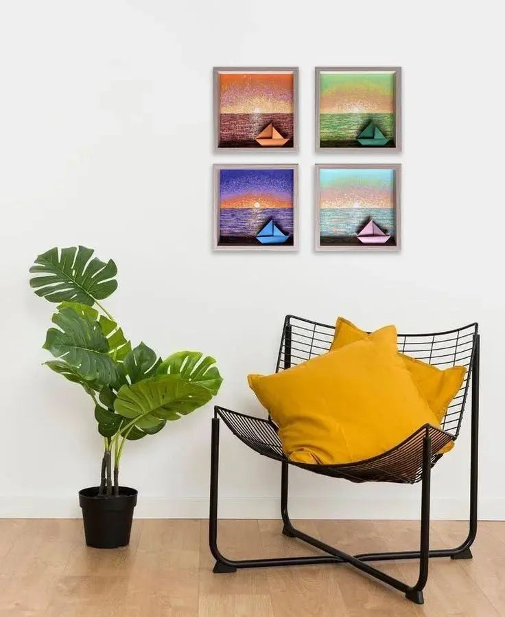 Set de Pinturas de Atardeceres "6pm" - Origami (50x50cms) - ILafiU